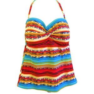 Becca By Rebecca Virtue Swim Tankini Top Twist Bra Rainbow Side Boning D